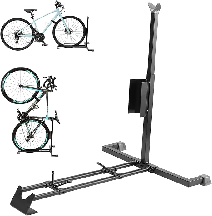 YueTong Bike Stand for Vertical Bike Storage,Upright Bicycle Stand Indoor,Standing Bike Rack for Garage Floor,Suit for MTB,Road Bike,Woman Bike and E-bike.-StrideForce Fitness