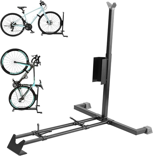 YueTong Bike Stand for Vertical Bike Storage,Upright Bicycle Stand Indoor,Standing Bike Rack for Garage Floor,Suit for MTB,Road Bike,Woman Bike and E-bike.-StrideForce Fitness