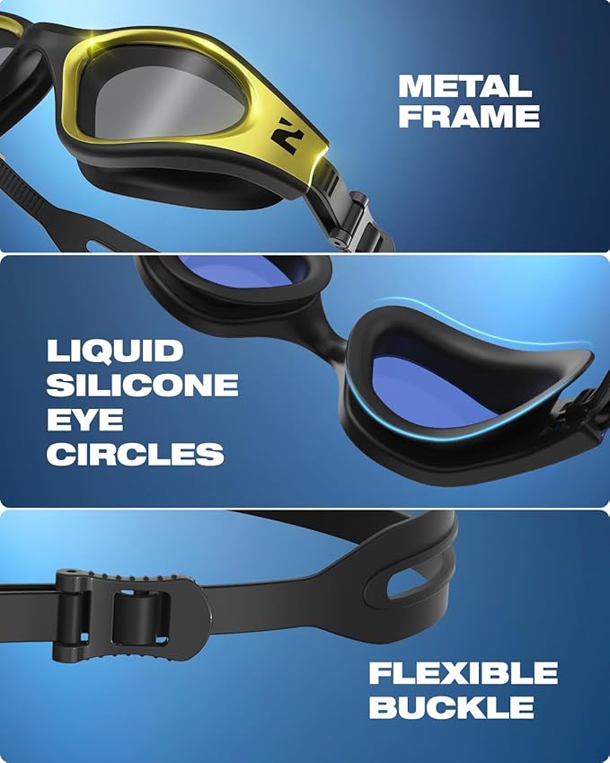 ZIONOR G1 Nava Super Anti-Fog Unisex Swim Goggles Mirror/Bright Smoke Lens-StrideForce Fitness