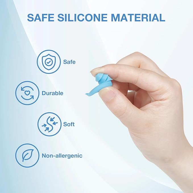 LYSIAN Reusable Swimmer Earplugs for Women Men 2 Pairs with Nose Clip, Water Proof Silicone Ear Plugs for Summer Swimming, Showering, Surfing, Water Sports and Sleeping-StrideForce Fitness