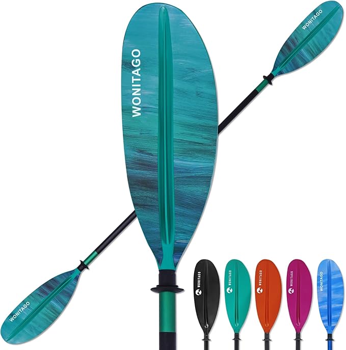 Kayak Paddle with Aluminum Shaft and Reinforced PP Blade, Floating Kayak Oar for Kayaking Canoeing and Boating, 220 cm/86 inches - 230 cm/90 inches-StrideForce Fitness