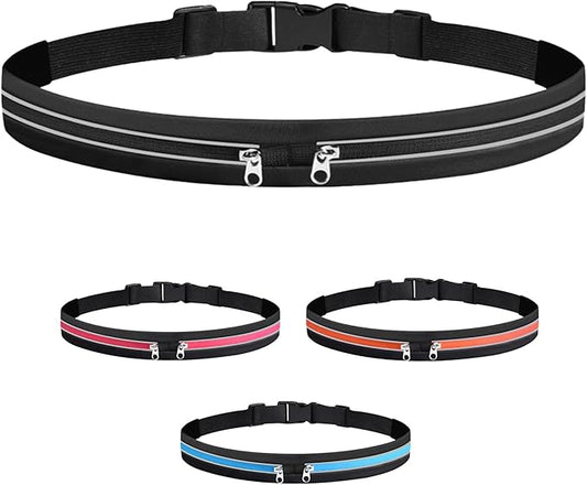 Slim Running Belts for Women Men - Running Phone Holder Fanny Pack for Key, Accessories Fits ALL Cell Phones, Black-StrideForce Fitness
