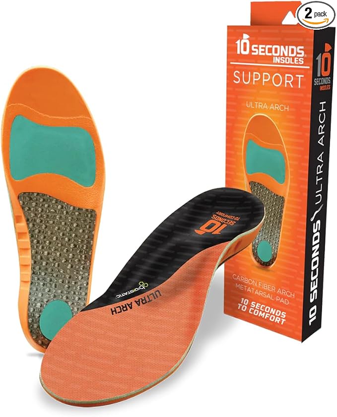 3810 Ultra Arch Support – Foam Cushion Insoles for Men & Women w/Metatarsal Pad, Plantar Fasciitis Relief, Morton's Neuroma Metatarsalgia Orthotics, Heavy Impact Shoe Insert (M 13) 2 Pack-StrideForce Fitness