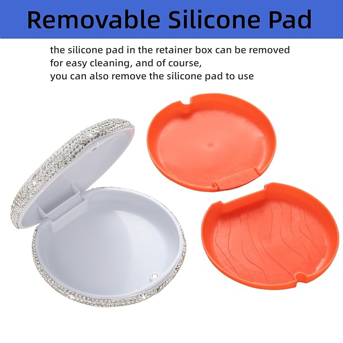 Retainer Case Cute Mouse Guard Case Slim Aligner Case Compatible with Invisalign Bling Night Guard Case Orthodontic Retainer Box Magnetic Denture Holder (Light Purple)