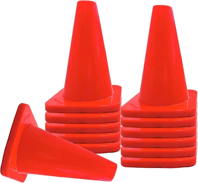 6, 9, 12, 18, 28 Inch Sports Training Traffic Cones - Durable Orange Cones for Soccer, Football, Basketball, Agility Drills, Parking, Safety, Road Use (Set of 12)-StrideForce Fitness