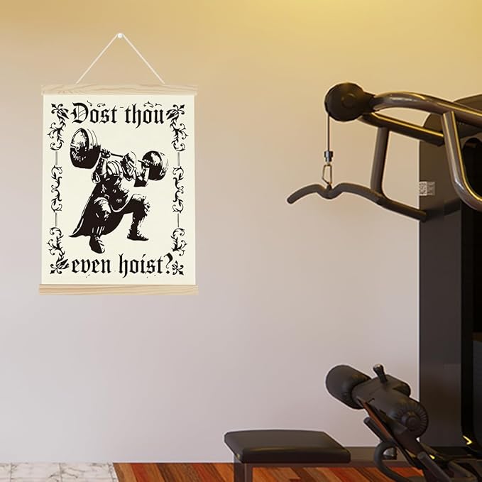 Gym Motivational Posters Funny College Dorm Posters Gifts for Guys Friends Dost Thou Even Hoist Gym Flag Wall Art Decor Sign for Home Gym Bedroom Office-StrideForce Fitness