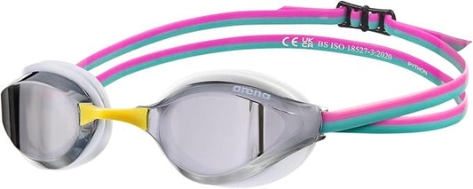 ARENA Unisex Python Racing Swim Goggles for Men and Women Anti-Fog No Leak Max Comfort Dual Strap, Mirror/Non-Mirror Lens-StrideForce Fitness