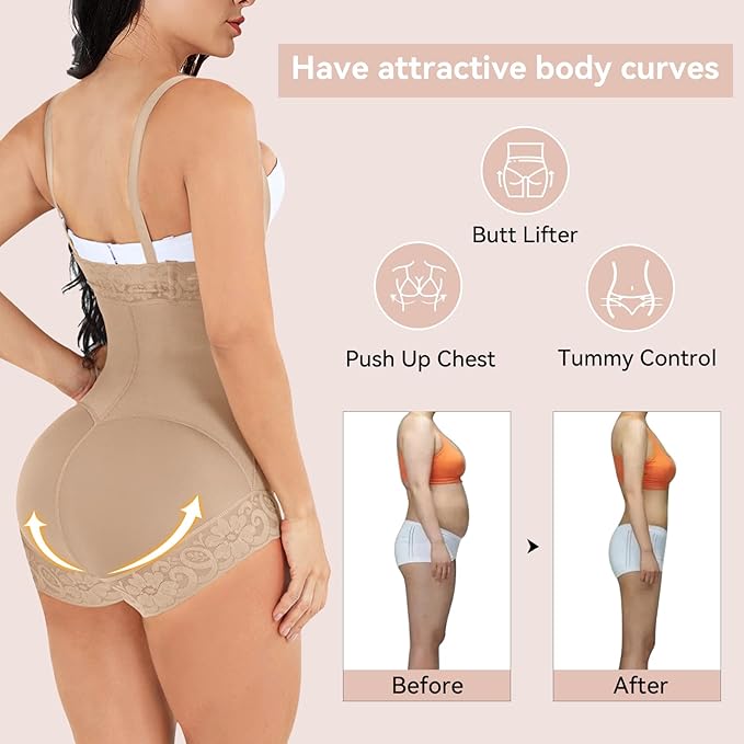 Shapewear for Women Tummy Control Fajas Colombianas Body Shaper Butt Lifter Compression Garment Open Bust Bodysuit-StrideForce Fitness