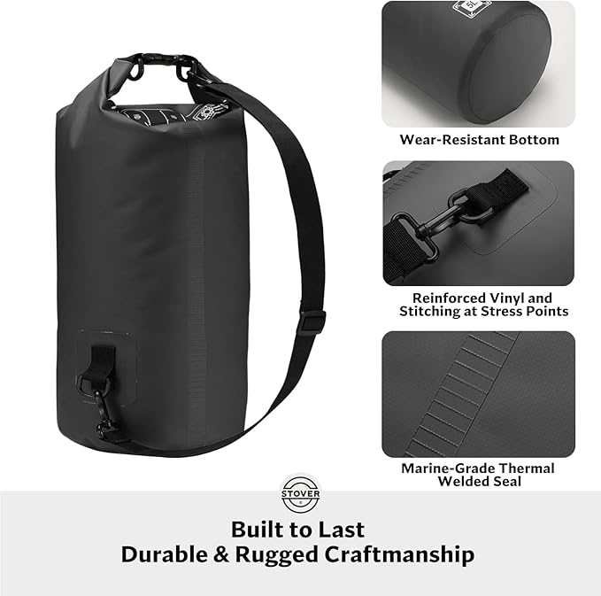 STOVER 5/10/25/30/40/55L Waterproof Backpack- Floating Dry Bag for Kayaking, Travel, Beach, Hiking, & Camping, Men/Women-StrideForce Fitness