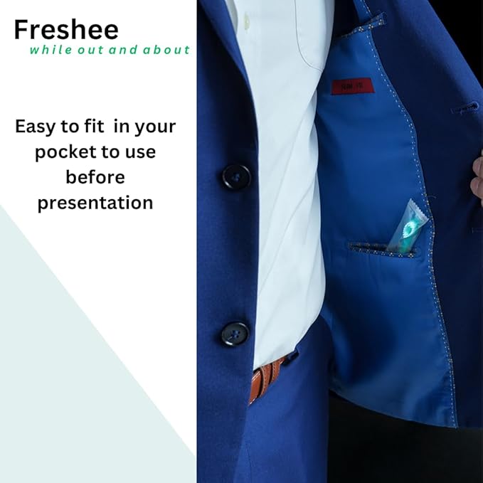 Freshee Bead -5 in 1 Disposable Mini Toothbrush with Refreshing Bead + Floss + Pick + Tongue Scraper | Travel Size | Individually Wrapped | Soft | Light Mint | Travel Set