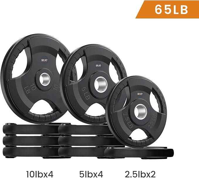 SPART Weight Plate 2-Inch Rubber Coated Olympic Grip Plate for Barbell,Solid Cast Iron Weight Plates in Pairs or Single for Strength Training,Weightlifting,Crossfit,Home Gym(5LB/10LB/25LB/35LB/45LB)-StrideForce Fitness
