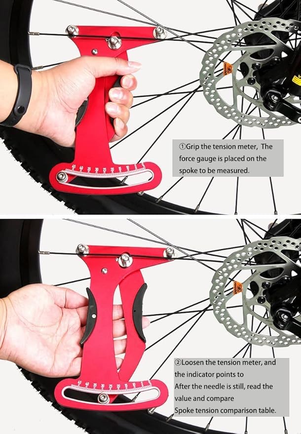 Bicycle Spoke Tension Meter Wrench Repair Tool Set, 8pcs Adjustment Bike Bicycle Spoke Indicator Tensiometer Wrench, Wheel Repair Tool W/Valve Wrench/Spoke Wrench/Tire Lever/Hex/Socket Wrench-StrideForce Fitness