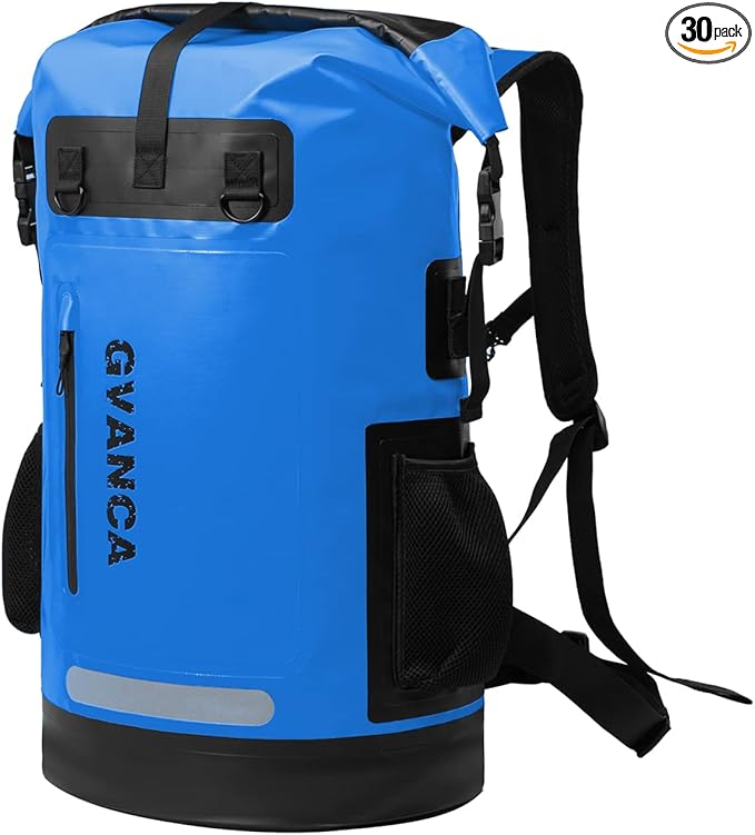 Waterproof Roll Top Kayak Dry Backpack, Floating Outdoor Dry Sack Boating Sailing Canoeing Rafting Fishing Camping 55L Blue-StrideForce Fitness