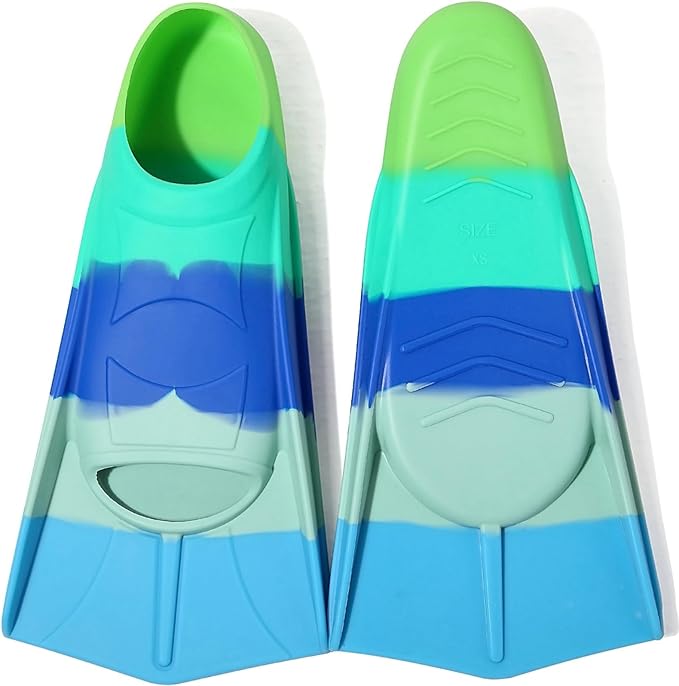 Kids Swim Fins,Short Kids Fins Youth Swimming Flippers for Lap Swimming Training for Children Girls Boys Beginners-StrideForce Fitness