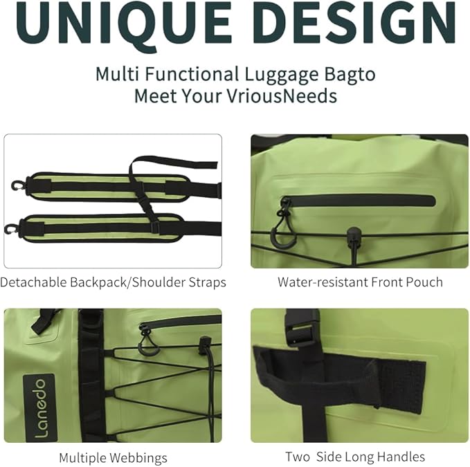 80L Dry Bag Large Waterproof Bag Roll-Top Heavy Duty Fishing Duffel Bag with Durable Straps & Handles for Kayaking Paddle boarding Boating Rafting Fishing-StrideForce Fitness