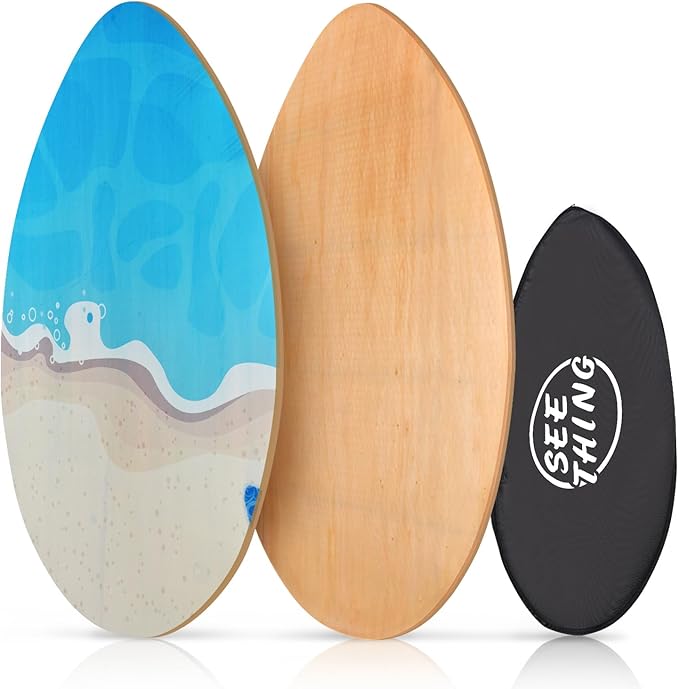 seething 35 Inch Skimboard with High Gloss Coat Wood Skim Board for Beginners,Kids, Teenagers, Adults and All Skimming-StrideForce Fitness