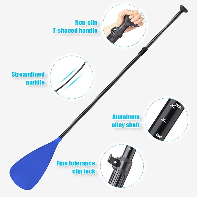 2 Set of 3 Pieces Sup Paddle Board Paddle Kayak Adjustable Stand up Oar Aluminum Alloy Lightweight Replacement Paddleboard Detachable Aluminum Alloy Shaft for Surfing Fishing-StrideForce Fitness