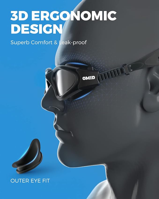 OMID Swim Goggles, P2 Polarized Swimming Goggles for Men Anti-fog Goggles Swimming for Adult Women-StrideForce Fitness