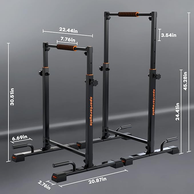 Sportsroyals Adjustable Dip Bar Station, Heavy Duty Parallette & Parallel Bars, 400LBS Stable Dip Stands for Home Gym, Calisthenics & Upper Body Workout Equipment-StrideForce Fitness