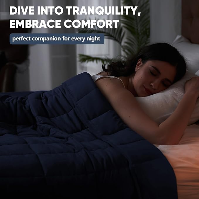 yescool King Size Weighted Blanket for Adults (30 lbs, 80” x 87”, Blue) Cooling Heavy Blanket for Sleeping Perfect for 290-310 lbs, Breathable Blanket for Adults & Couple All Season, Machine Washable-StrideForce Fitness