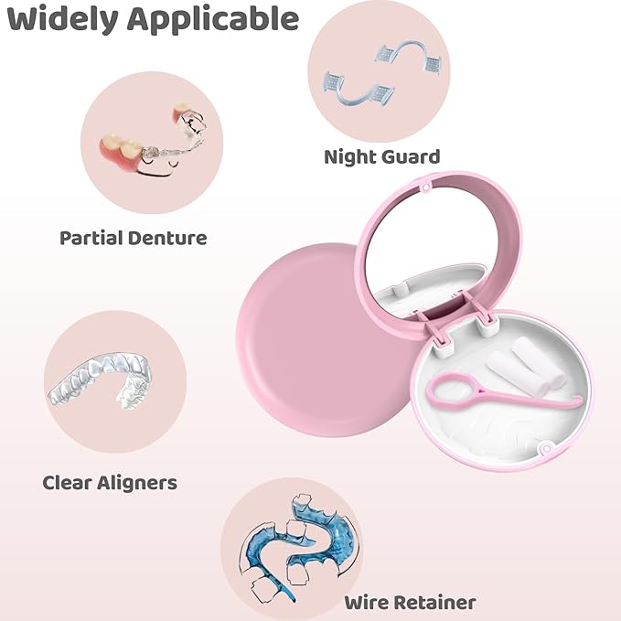 2 Pack Retainer Case with Mirror, Fashion Orthodontic Slim Night Guard Cases, Portable Mouth Guard Storage Case for Travel