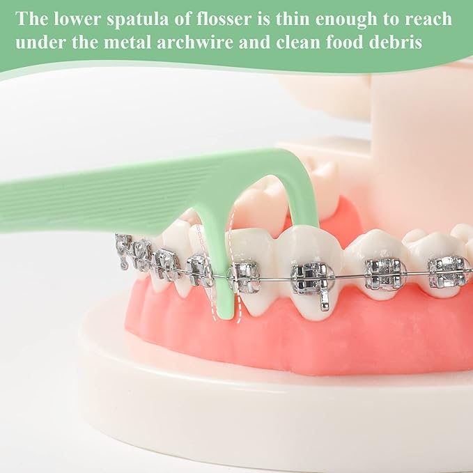 500 Count Orthodontic Flossers for Braces with Floss Dispenser, Braces Flossers for Adults & Kids, Floss Picks for Brace Fits Under Arch Wire, No Break & No Shred Floss, 100 Count Bag (Pack of 5)