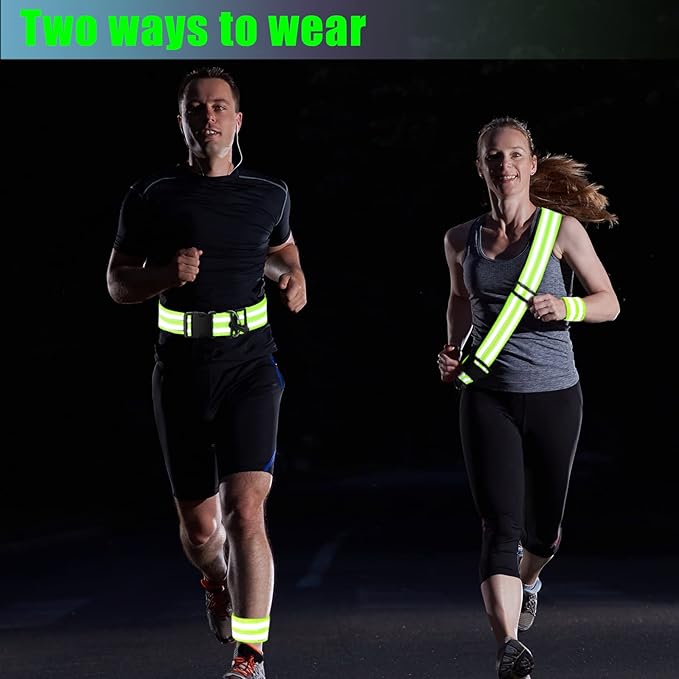 Saintrygo 6 Pcs Reflective Sash for Walking at Night Reflective Strap Arm Band High Visibility Belt Safety Ankle Strap for Visibility Vest Clothing Running Gear-StrideForce Fitness