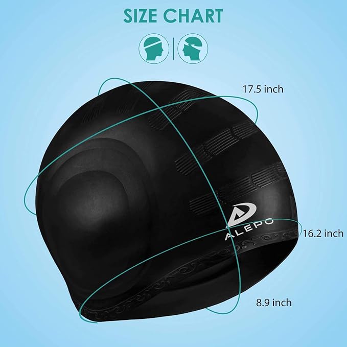 2 Pack Unisex Swim Caps with 3D Ear Protection, Durable Flexible Silicone Swimming Hats for Women Men Kids Adults, Bathing Swimming Caps for Short/Long Hair with Ear Plugs&Nose Clip-StrideForce Fitness