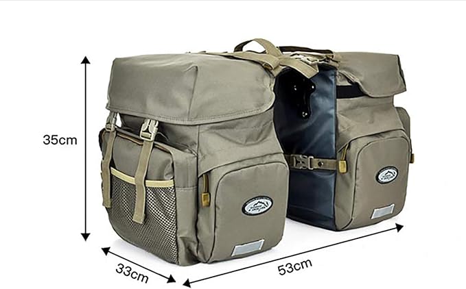 FANWU 50L Bike Panniers Bicycle Commuting Bag Waterproof Saddle Bags with Rain Cover for Bicycle Rear Rack Carrier, Support for Width Less Than 7 inches Bike Rack-StrideForce Fitness