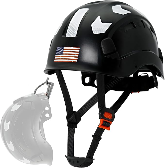 AOLAMEGS Construction Safety Hard Hat - ANSI Z89.1 Type Ι OSHA Approved Safety Helmets with Chin Straps Lightweight Reflective Vented ABS Hard Hats For Men Women Industrial Workwear 6-point Suspension-StrideForce Fitness