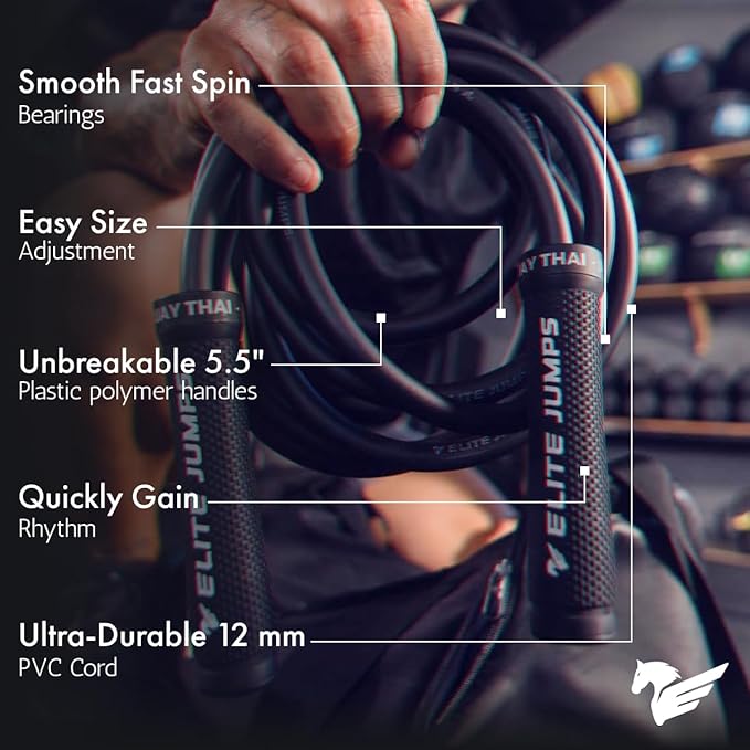 Muay Thai 3.0 Weighted Jump Rope for Men & Women - Professionally Designed for High-Intensity Training | MMA & Fitness - Full Body Workout Weighted Rope-StrideForce Fitness