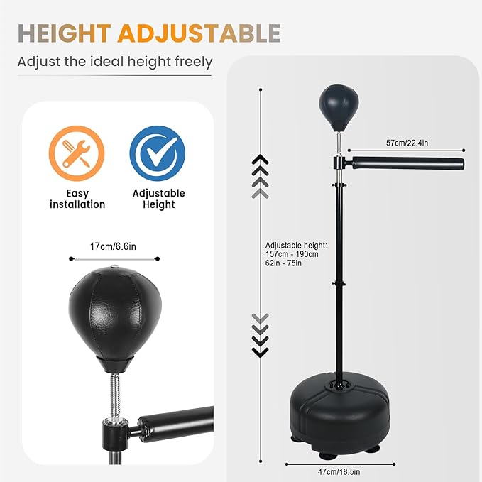 INNOLIFE Boxing Bar Height Adjustable Spinning Bar with Punching Bag Boxing Speed Trainer for Home Gym-StrideForce Fitness