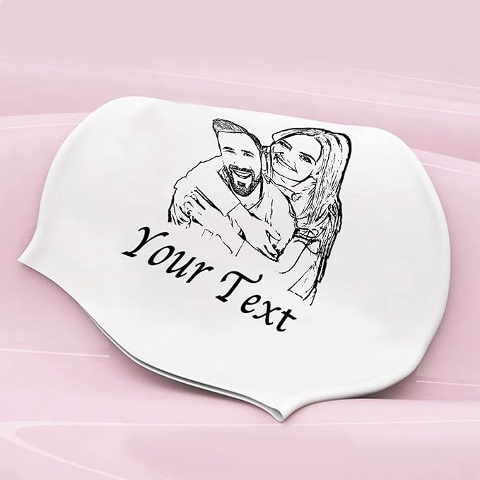 Custom Swim Cap with Photo Personalized Silicone Swim Cap for Men and Women Swimming Customized Swimmers Cap for Short and Medium Length Hair-StrideForce Fitness