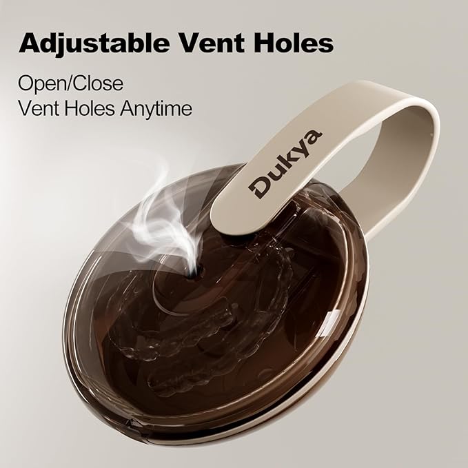 Retainer Case - mouth guard and Orthodontic Aligner Case, Adjustable air holes, Fashion, Multifunctional Portable Box - Latte White