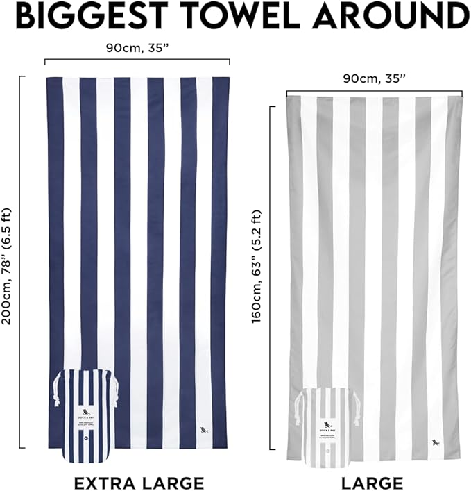 Dock & Bay Beach Towel - Quick Dry, Sand Free - Compact, Lightweight - 100% Recycled - Includes Bag - Cabana - Set of 6 - Extra Large (200x90cm, 78x35)-StrideForce Fitness
