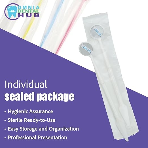 2000 PCs Dental Grade Disposable Dental Mouth Mirrors with Spatula Handle by Omnia ONE | Fog-Free, Dual-Purpose Design – Clear Visibility & Tongue Retraction – Ideal for Exams & Procedures