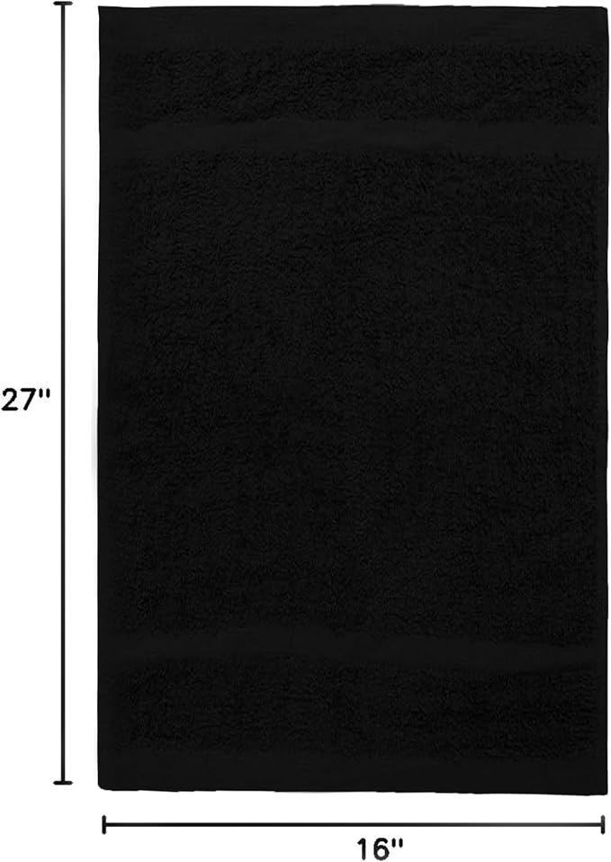 Avalon Salon Towel - Black Hand Towels Bulk Pack of 24-100% Cotton Absorbent Spa, Facial & Gym Towels for Working Out - 16x27 Inches (Not Bleach Proof)-StrideForce Fitness