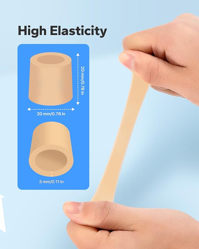 Silicone Toe Sleeves (24 Count), Pain Relief Pinky Toe Protector, Corn Protectors for Toes, Corn Pads for Pinky Toe, Gel Toe Protector for Bunion Blisters, Corns, Hammer Toes, Toenails Loss (Nude)-StrideForce Fitness