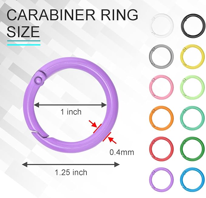 12 Pack 1 Inch Metal Round Carabiner Keyring, Trigger Spring O Rings for Keychain, Purse Chain Clips, Paracord Lanyard, Key Rings DIY Accessories (Assorted)-StrideForce Fitness