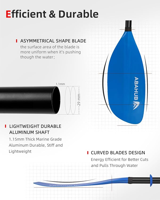 Abahub Adjustable Kayak Paddle 210-230 cm/ 230-250 cm Floating Kayaking Oars Boating Oars Canoeing Oars Black-StrideForce Fitness