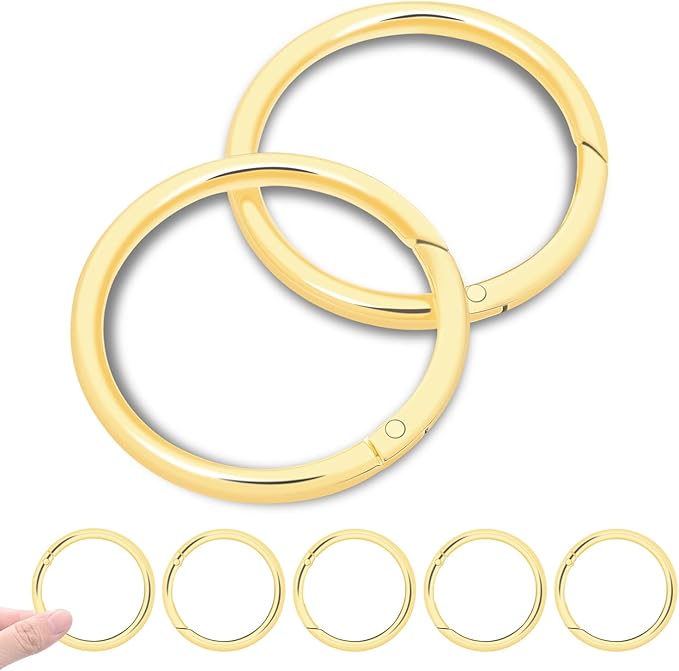 10Pack 2" Large Round Carabiner Clips, Metal Spring O Rings for Organizer Key Rings, Paracord Keychain Lanyard, Pet Chains, Purse Hardware, Key Snap Hooks DIY Accessory (Gold)-StrideForce Fitness