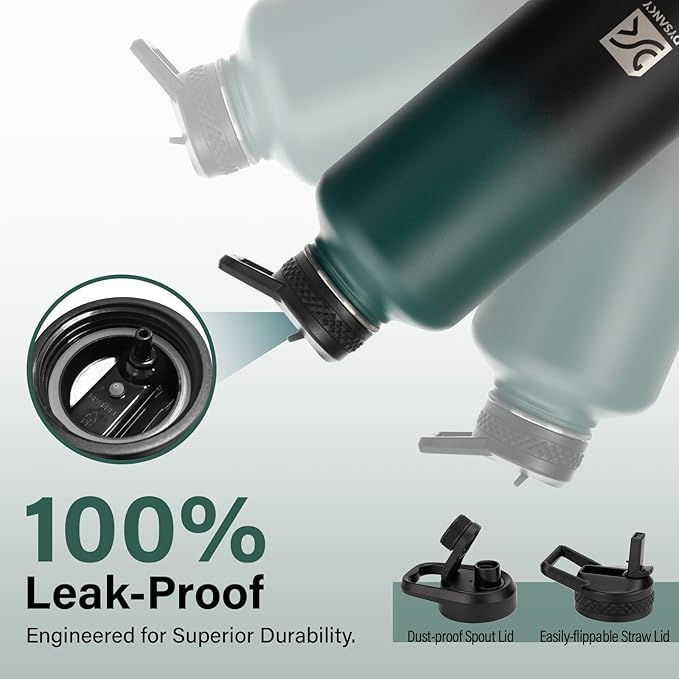 Insulated Water Bottle | Thickened Stainless Steel for Gym and Hiking with Straw, Carrier Bag, Handle Strap | BPA-Free 87 oz-StrideForce Fitness