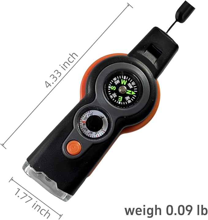 7 in 1 Emergency Survival Whistle with Compass, Outdoor Multi-Functional Hiking Safety Tool with Lanyard-StrideForce Fitness