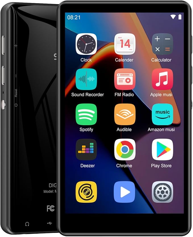 80GB MP3 Player with Bluetooth and WiFi, SWOFY M503Pro Mp3 & Mp4 Music Player with Spotify, Amazon Music, Audible, Browser, 4.0" Touch Screen Android Player with Speaker, FM Radio, Up to 512GB Black-StrideForce Fitness