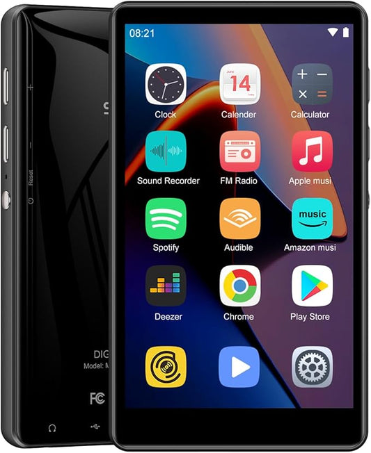 80GB MP3 Player with Bluetooth and WiFi, SWOFY M503Pro Mp3 & Mp4 Music Player with Spotify, Amazon Music, Audible, Browser, 4.0" Touch Screen Android Player with Speaker, FM Radio, Up to 512GB Black-StrideForce Fitness