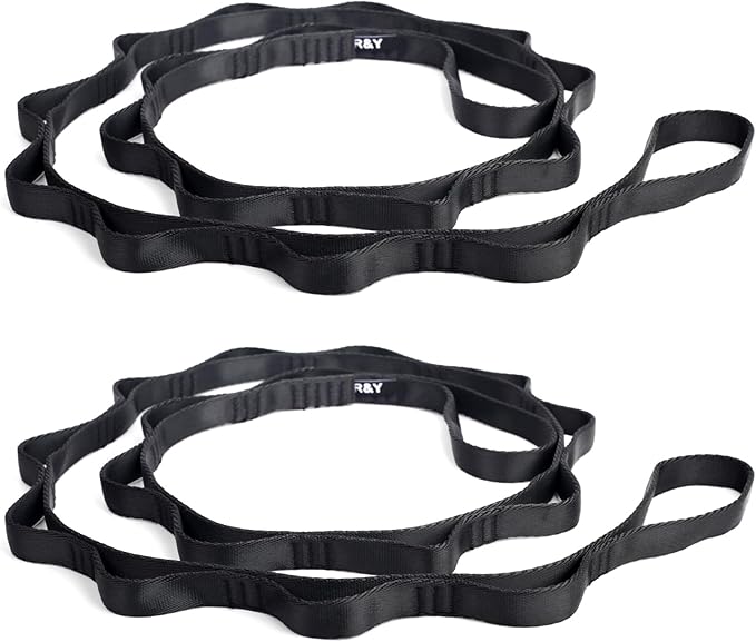 2PCS 5.9ft Long Nylon Daisy Chain Straps for Aerial Yoga Hammock Swing Adjustable Aerial Silk Extender Hanging Rope for Aerial Yoga Belts 180cm-StrideForce Fitness