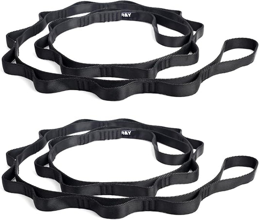 2PCS 5.9ft Long Nylon Daisy Chain Straps for Aerial Yoga Hammock Swing Adjustable Aerial Silk Extender Hanging Rope for Aerial Yoga Belts 180cm-StrideForce Fitness