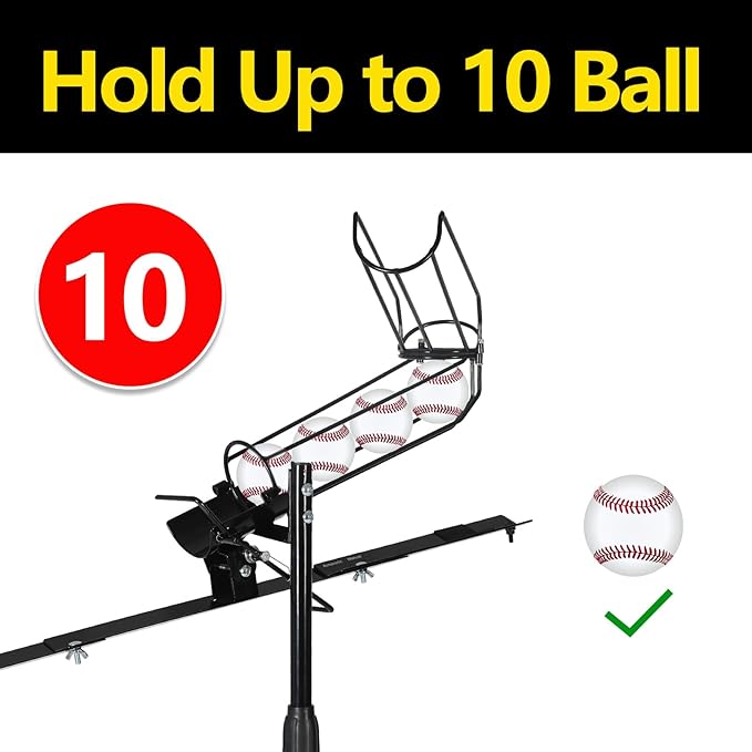 Baseball Soft Toss Pitching Machine | Training System, Support Auto & Manual Ball Drop, Height Adjustable, Hold Up to 10 Balls, Baseball Hitting Swing Trainer for All Ages and Skill-StrideForce Fitness