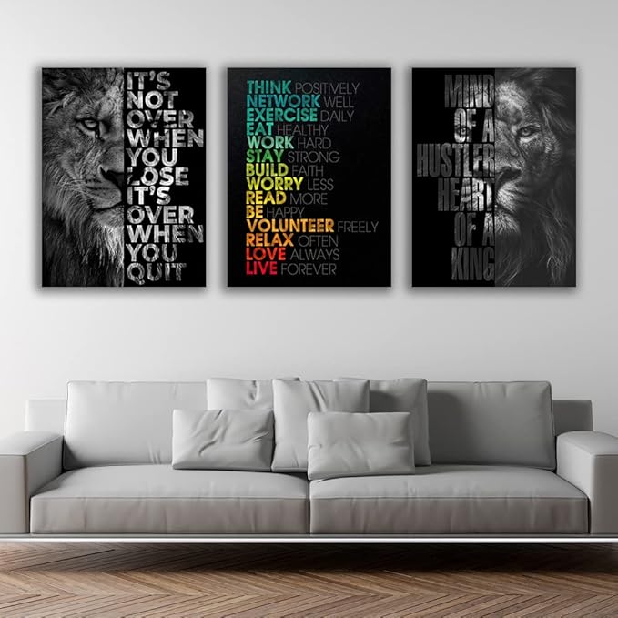Motivational Canvas Painting Wall Art Execution Grind Hustle Inspirational Wall Art Success Entrepreneur Poster Positive Quotes Wall Poster Framed for Home Office Wall Decor[48''Wx 24''H]-StrideForce Fitness