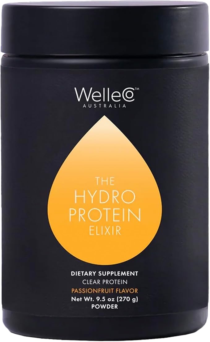 WelleCo HydroProtein Elixir, Potassium Electrolyte Powder with 15g Vegan Protein for Energy, Healthy Hair, Skin & Nails, Easy to Digest Powdered Electrolytes, Passionfruit, 9.5oz Jar-StrideForce Fitness